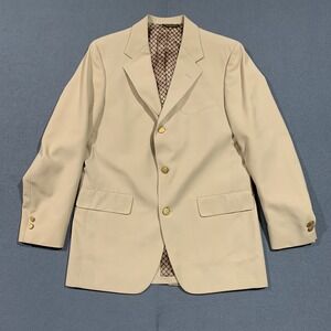 Palm‎ Beach USA Mens 40R Blazer Sport Coat Tan Gold Buttons Lined Size 40R